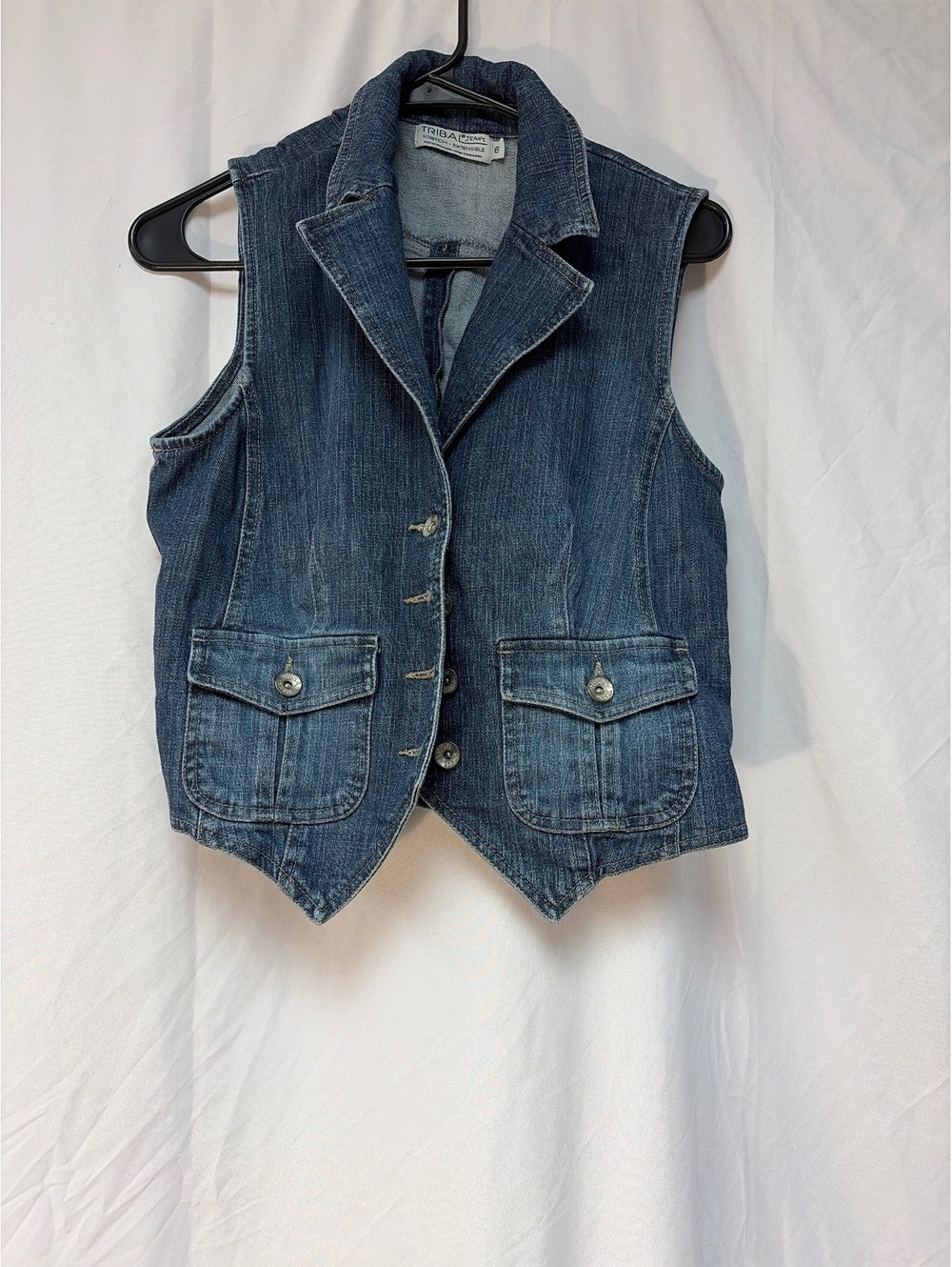 Tribal Jeans Women's Denim Vest Size 6 Stretch Blue